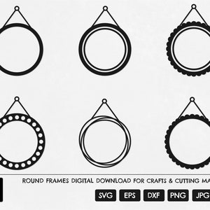 Round Hanging Frames SVG, Circle Hanging Frames SVG, Round Frames SVG, Circle Frames Svg, Frames svg, Round Frames Cricut, Hanging Frames