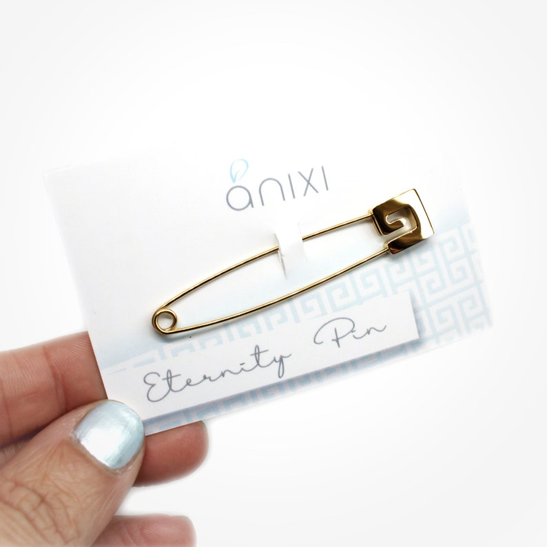 Large Gold Safety Pin Brooch, Luxury Scarf Pin, Eternity Symbol, Greek Design Etsy UK