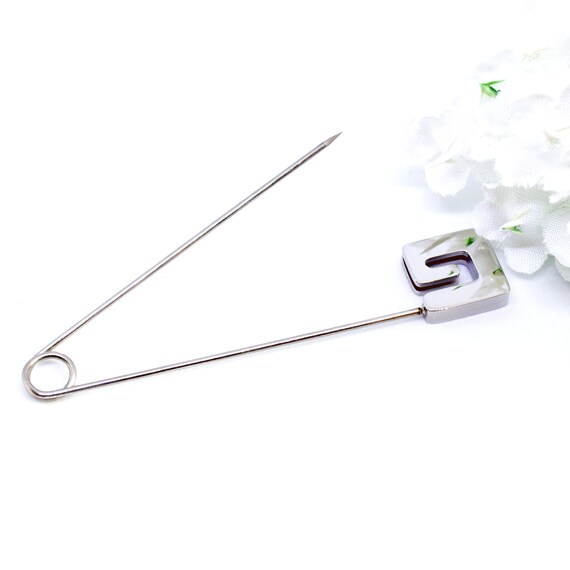 Large Safety Pin Brooch Pretty Scarf Pin Eternity Symbol Greek