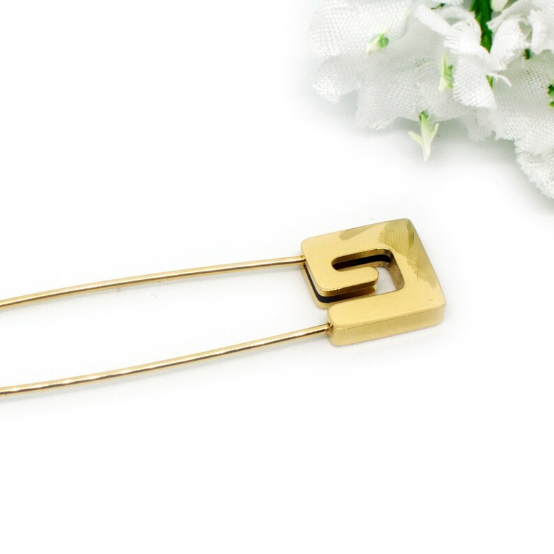 Large Gold Safety Pin Brooch, Luxury Scarf Pin, Eternity Symbol, Greek Design Etsy UK