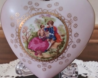 Vintage Lefton Heart Shaped Trinket Box