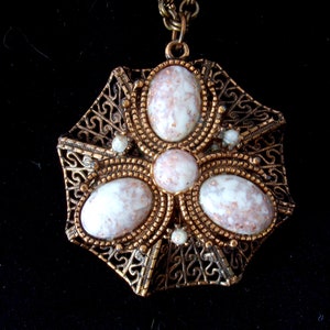 Copper Necklace with Intricate Mesh with Lucite Beads