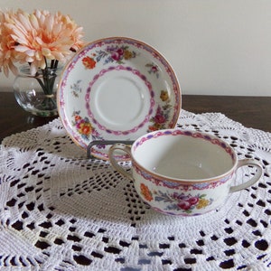 Haviland Limoges Bouillon Cup, Vintage Procelain, GDA France Hand Painted, Hand Painted Porcelain, Vintage French Porcelain, 1900 Procelain