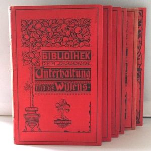 Antique, German Bibliothek, Set, German Encyclopedia, Set of 6, 1901 to 1903, Entertainment and Science, Der Unterhaltung Und Des Wissens,