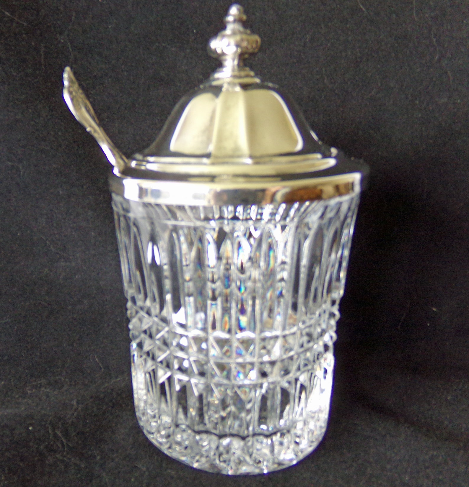 Vintage Lead Crystal Jelly Jar With Silver Plated Top/spoon Etsy