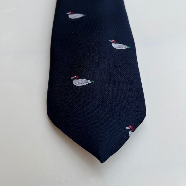 Vtg Ducks Navy Blue Crest Emblematic Club Tie