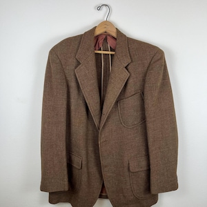 Vtg 50s 3/2 Triple Patch Pocket Braun Donegal/Atomic Tweed Sack Sportjacke