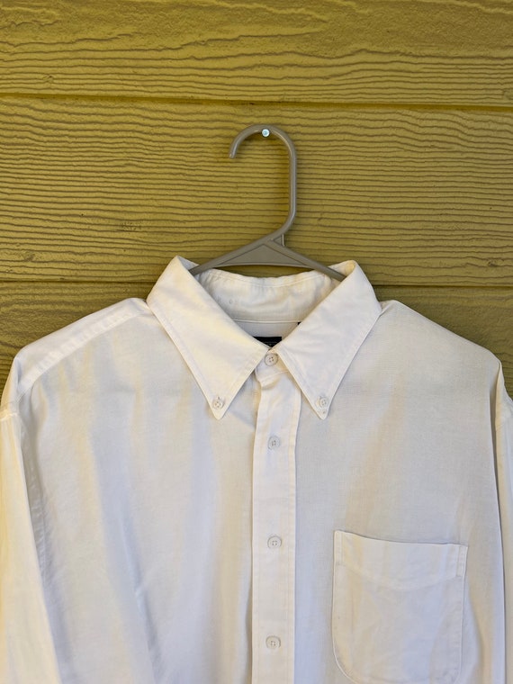 Vtg LANDS’ END 16.5-32 White Oxford Cloth Button D