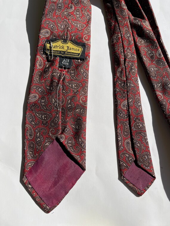 Vtg Red Silk Paisley Tie by PATRICK JAMES - image 3