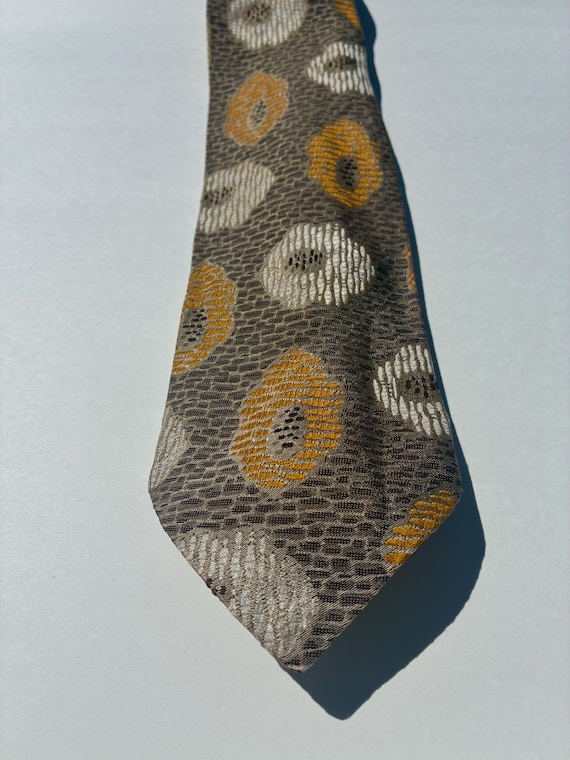 Vtg 60s 70s Textured Beige Synthetic Tie