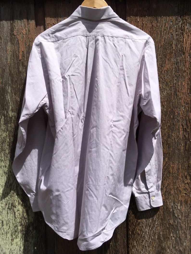 Vtg BURTON LTD 16-35 White Tattersall Sea Island Cotton Broadcloth Shirt