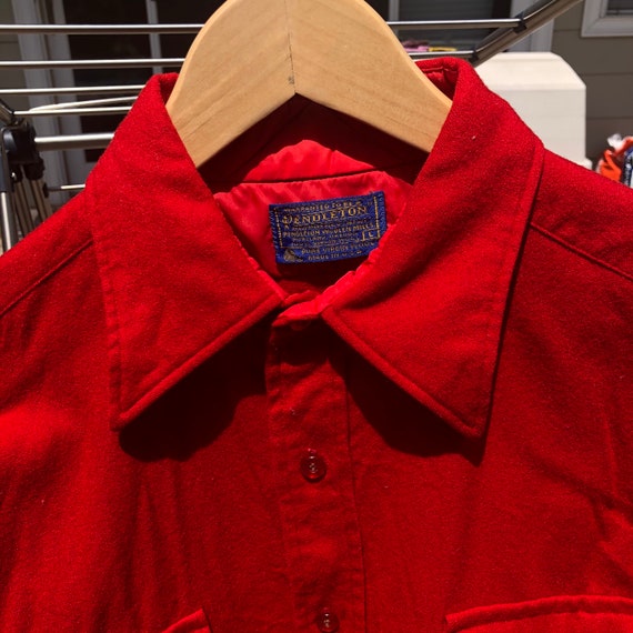 Vtg PENDLETON Large Red Wool Flannel Shirt #2