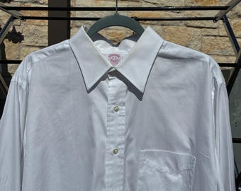 ブルックスブラザーズ 白(ストライプ無し) ノンアイロンシャツ サイズ17-33 長袖 (カフス付き) ノンアイロン ストレッチオックスフォード GFロゴ スポーツシャツ