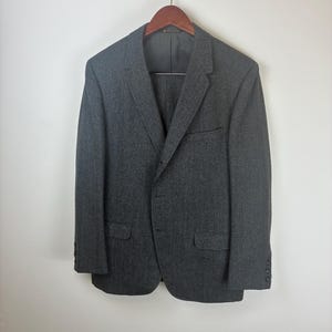 Vtg 60s 40R KINGSRIDGE 3/2 2-Piece Gray/Green Herringbone Tweed Suit