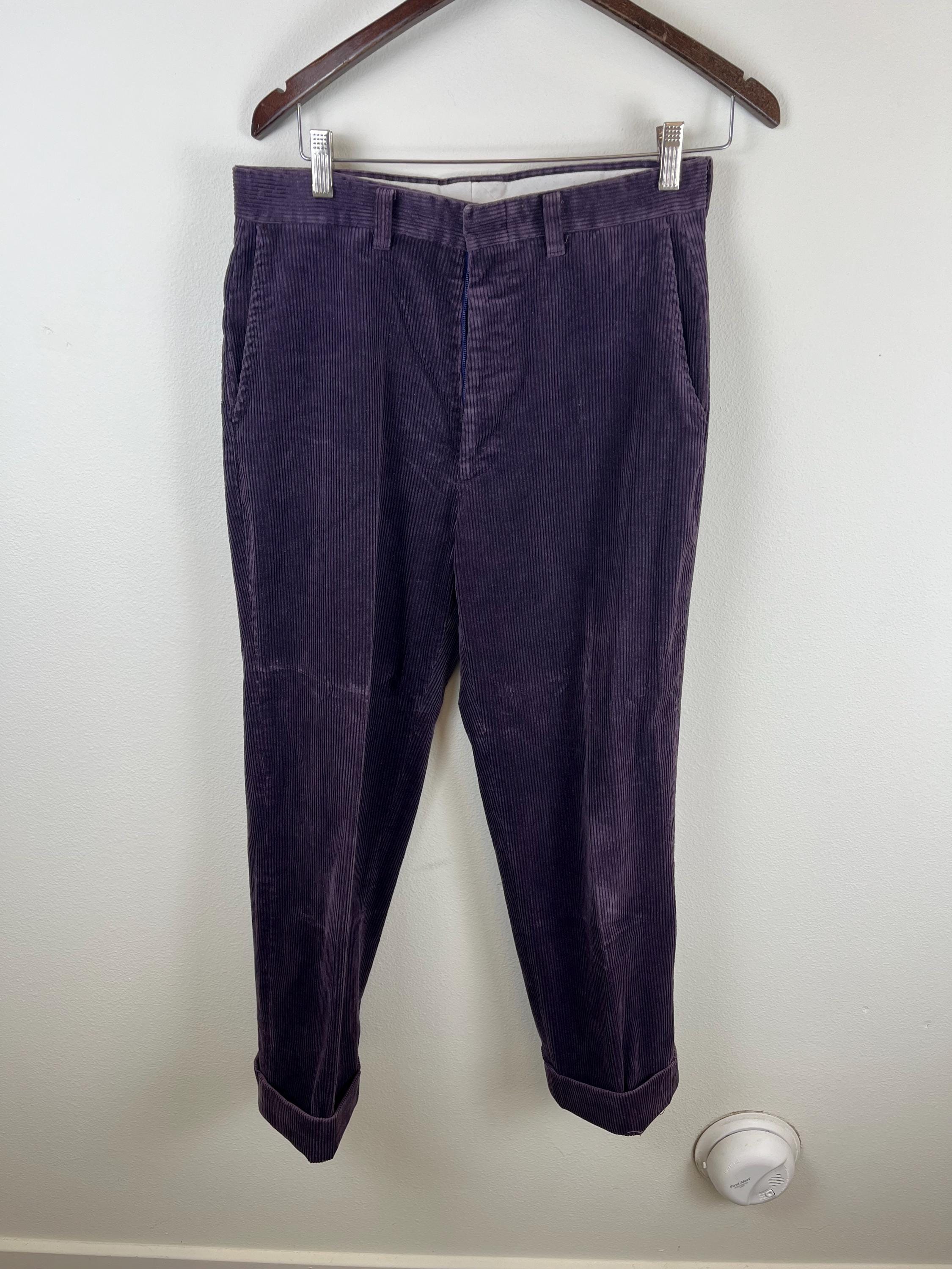 Vtg 30 Wide-wale Purple Corduroy Trousers by 'hunters Run'