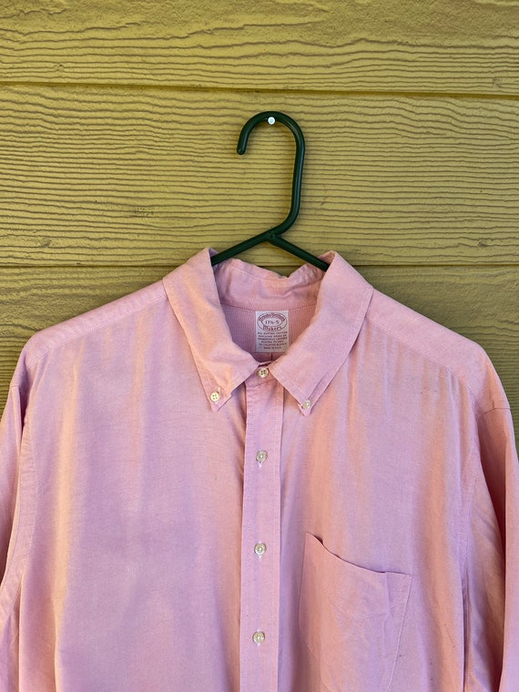 Vtg BROOKS BROTHERS 17.5-5 Pink Oxford Cloth Butto