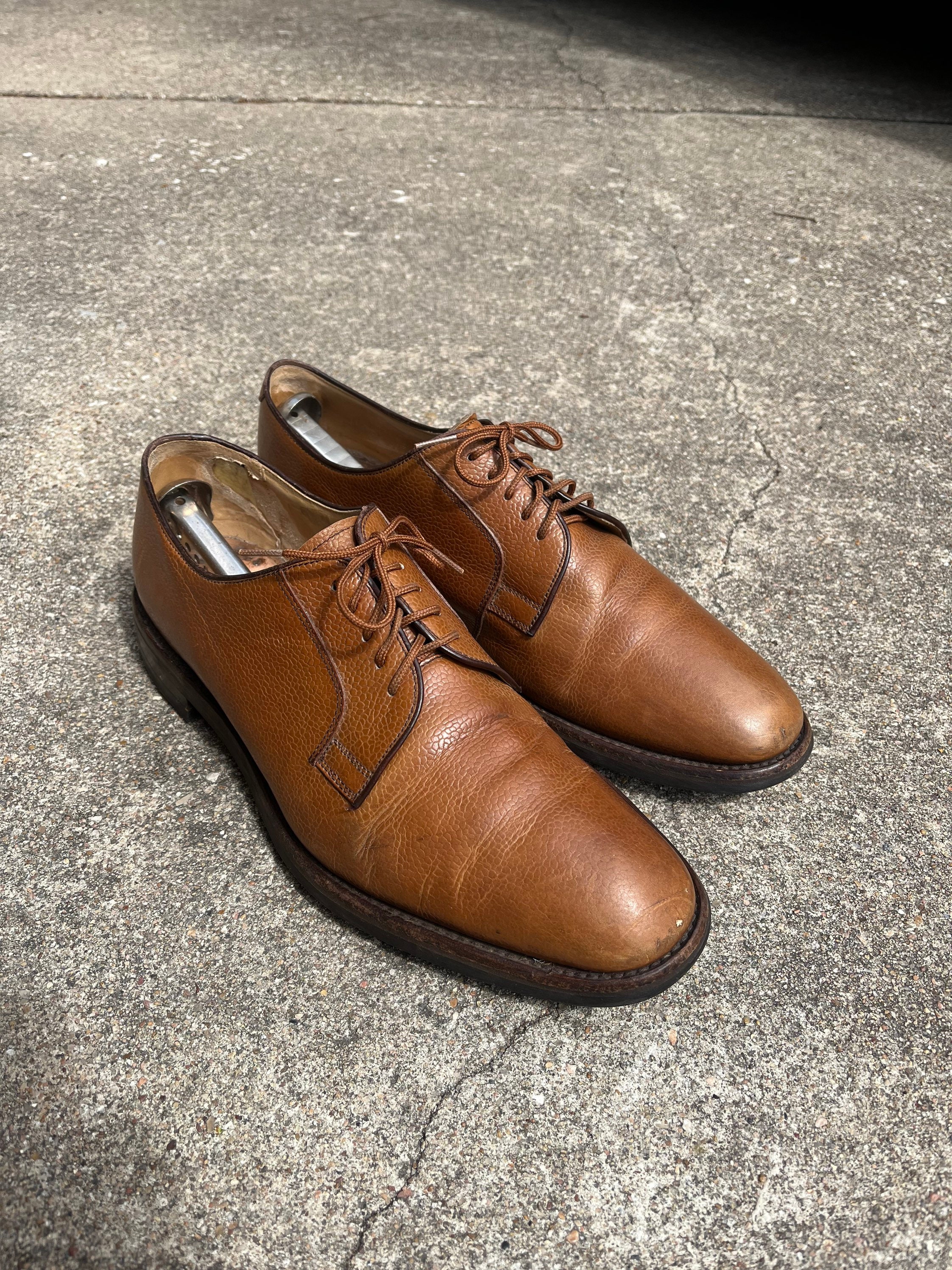 Vtg LOAKE 10.5UK Tan Scotch Grain Derby 