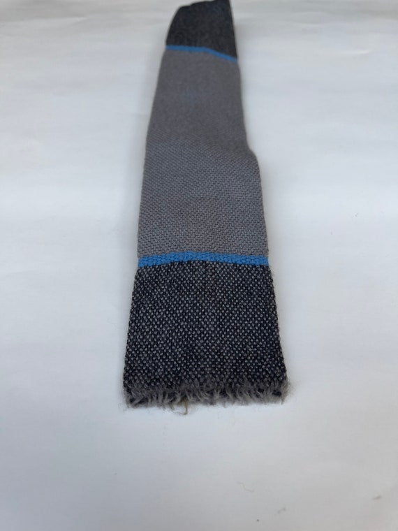 Vtg ‘Churchill Handwoven’ Slubby Gray & Blue Squa… - image 1