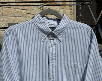 VTG LANDS’ END 16.5-33 blauw gestreept overhemd van oxfordstof met knoopsluiting MiUSA #2