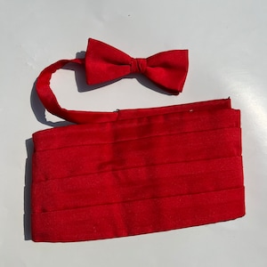 Vtg rode vlinderdas en buikband zwarte stropdas set groot/XL