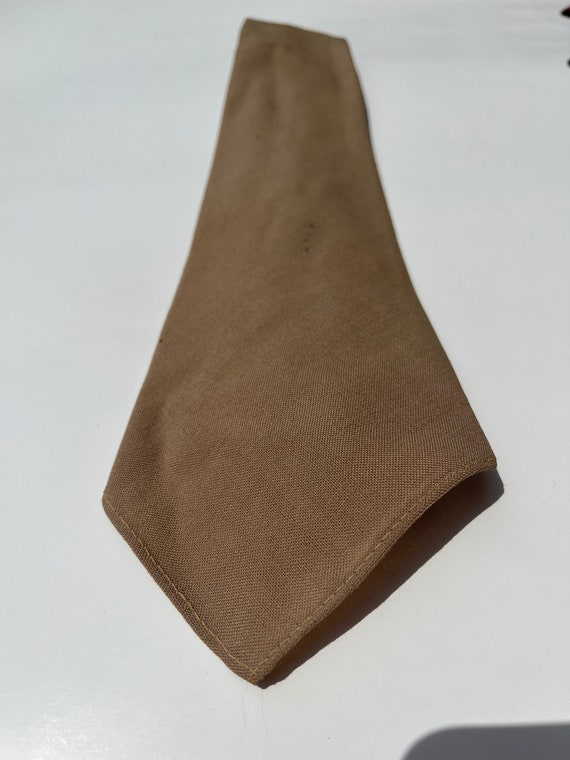 Vtg 40s 50s Khaki Wool Handrolled Army Tie - image 1
