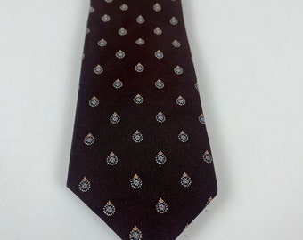 Vtg George's of Lafayette Brown Emblematic Club Tie de Pride of England