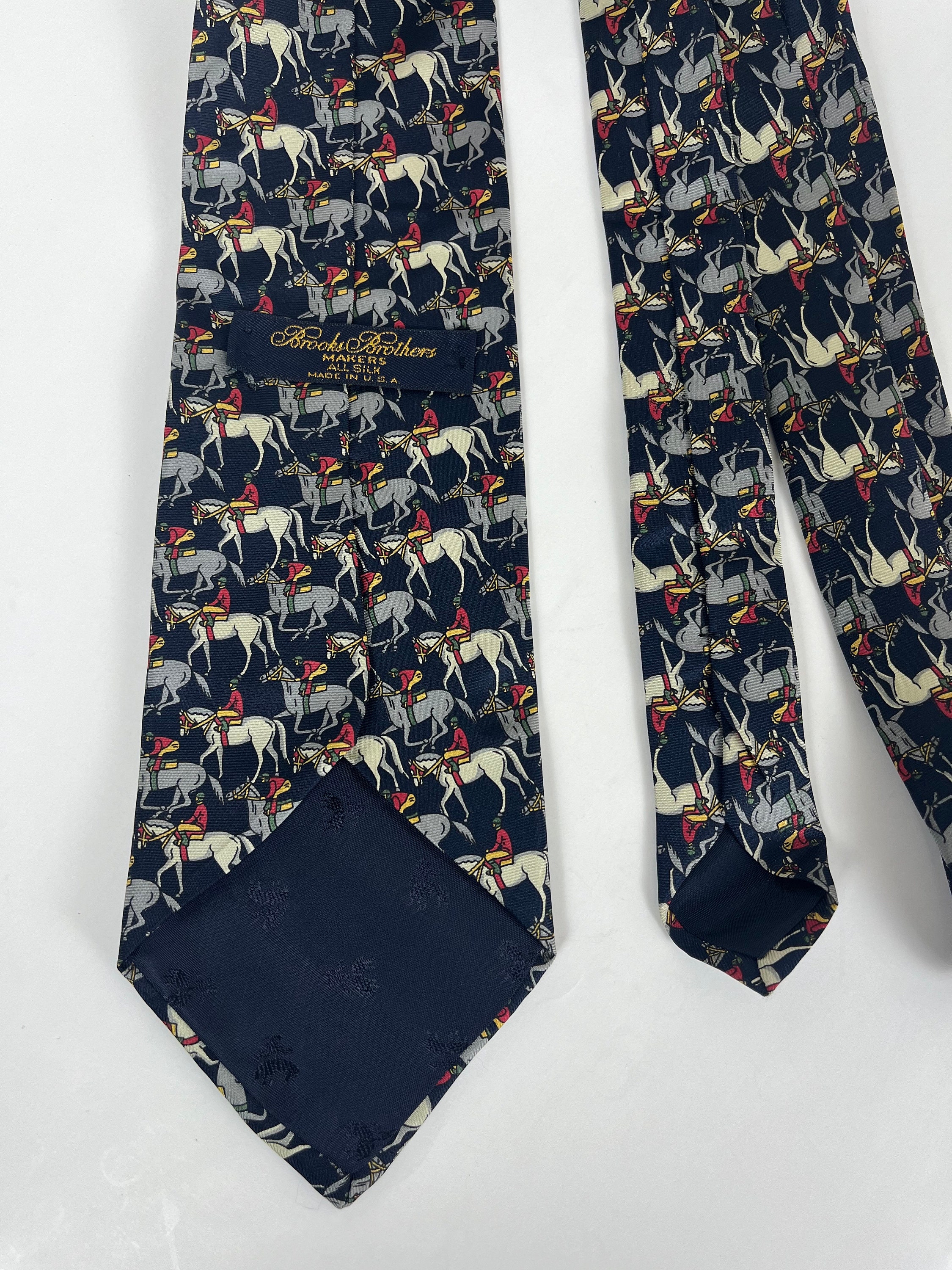 Cravate Brooks Brothers En Soie Rose - Motif équestre, Large 3.75"