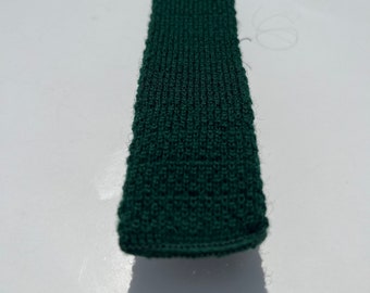 Cravate en tricot de laine vert forêt Vtg Mid-Century par 'California Knit'