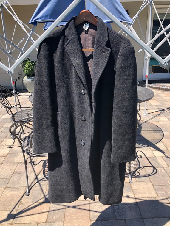 Vtg 50s 40R Plaid Heavy Wool Overcoat
