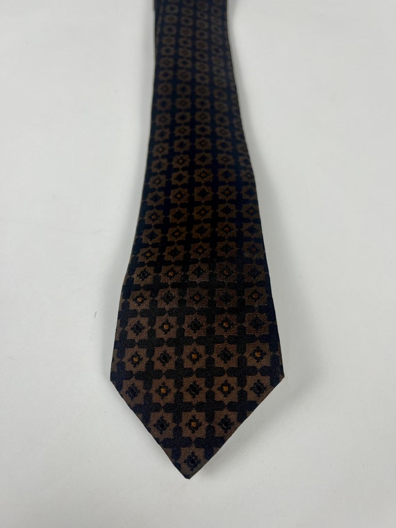 Vtg 50s Brown Silk Brocade Tie