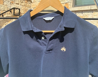 Vintage 80-tals Brooks Brothers mellanblå pikétröja med kort ärm