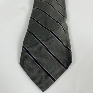 Vtg All Silk Gray Striped Repp Tie for CHURCHILL & CO