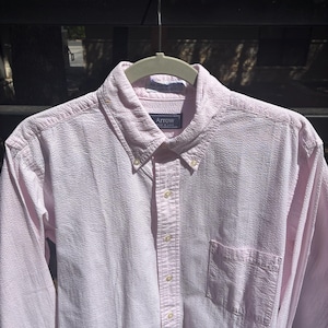 VTG ARROW 16,5-34/35 roze gestreept seersucker button-down shirt