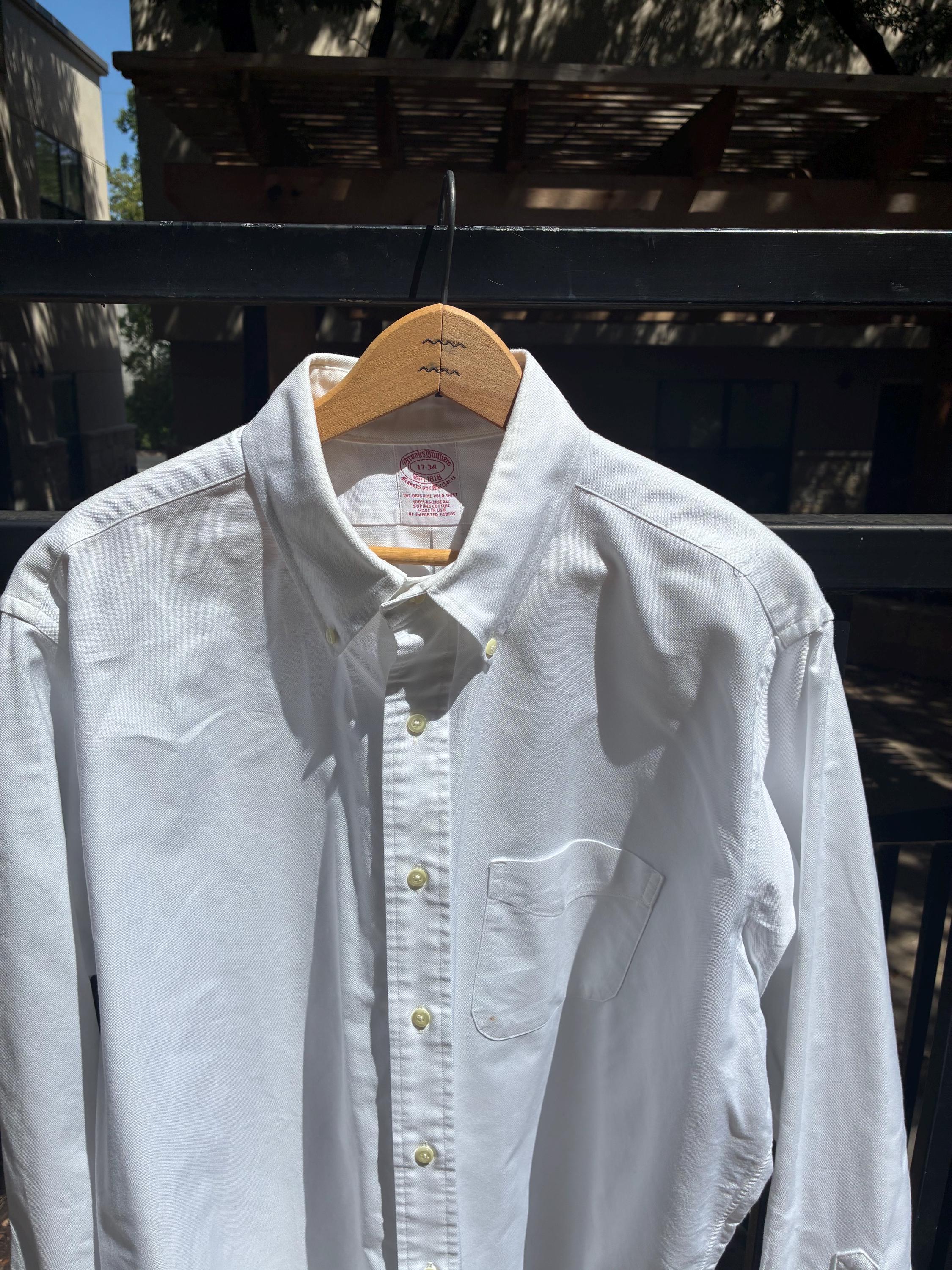 トップス Brooks Brothers MAKERS L/S White Shirt Brooks Brothers - Men's Wrinkle-Free Stretch Pinpoint Shirt
