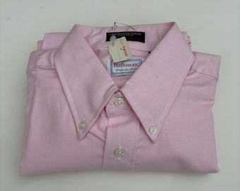 Vtg NOS HATHAWAY 15-32 Pink Oxford Button-down Shirt