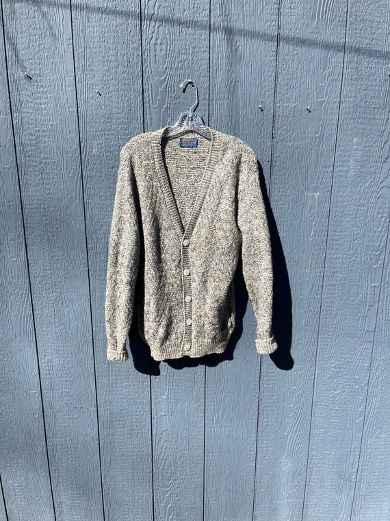 Vtg PENDLETON Small Gray Wool Cardigan