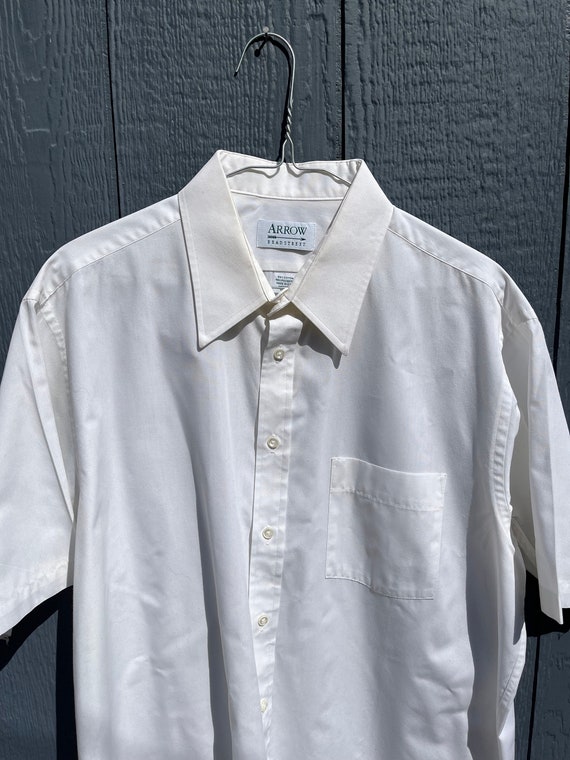 Vtg ARROW 16.5 White Short Sleeve Oxford Shirt