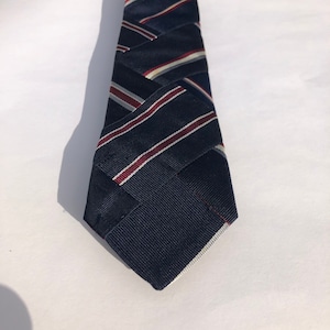 Vtg Navy Blue Patchwork Silk Striped Repp Tie by Robert Talbott