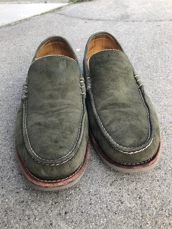 PARABOOT 8.5UK 9.5US Green Suede Loafers Leather S