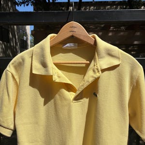 Vtg 80s LACOSTE Medium Yellow Short Sleeve Polo Shirt Made in France
