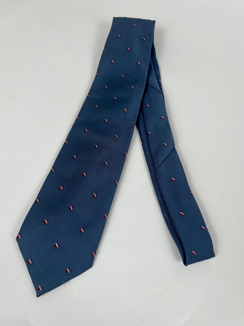 Vtg 70s Regatta Blaue Emblem/Foulard Krawatte Bild 2