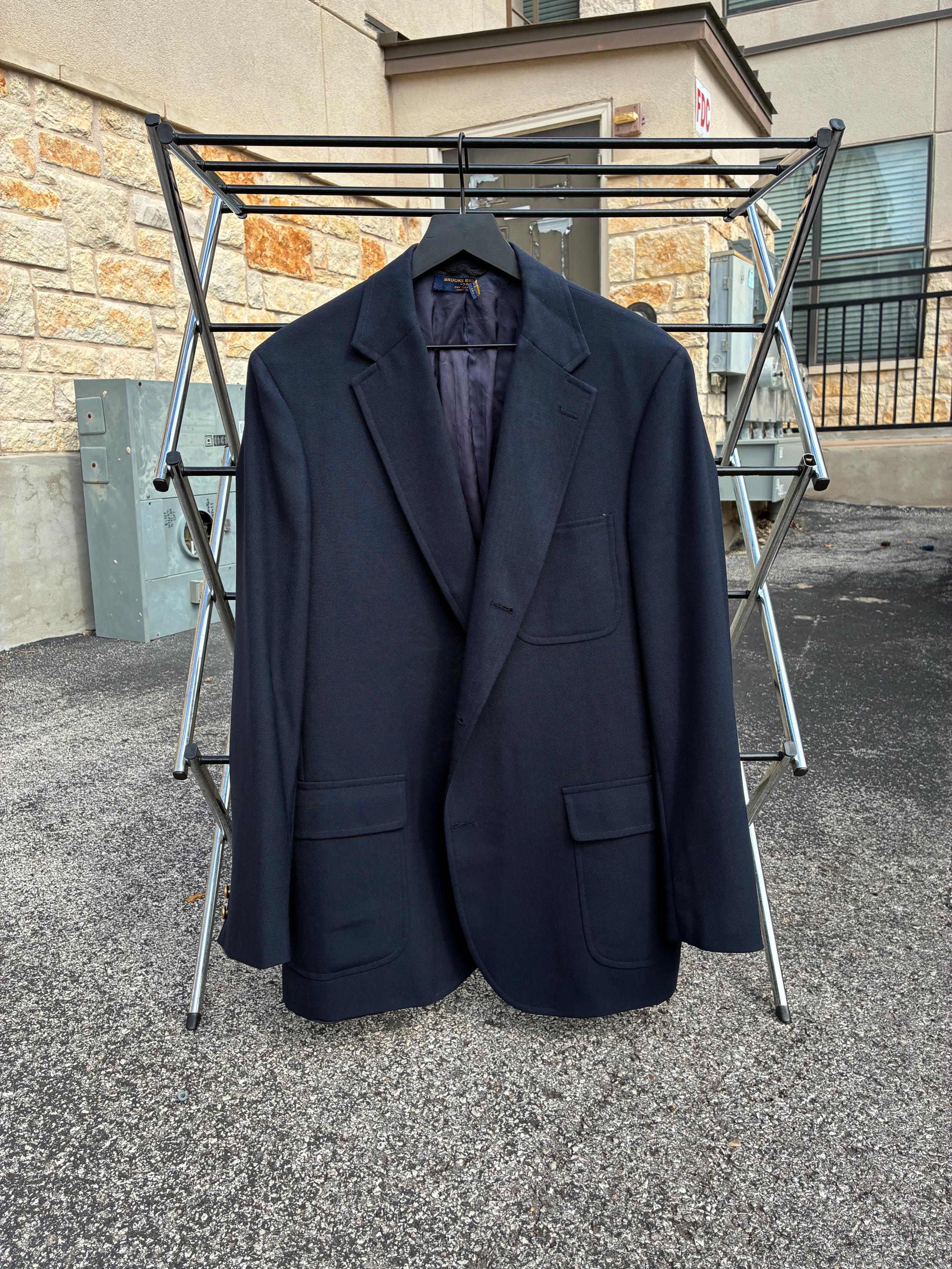 Blazer Sport Homme 2 Boutons En Laine Gabardine Bleu Marine - Taille 42 - Occasion