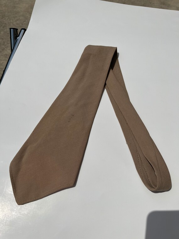 Vtg 40s 50s Khaki Wool Handrolled Army Tie - image 2