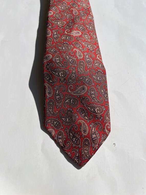 Vtg Red Silk Paisley Tie by PATRICK JAMES - image 1