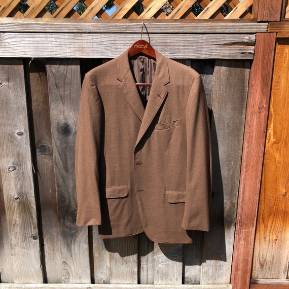 Vtg 60s LOUIS BOSTON 44L Brown Wool Hook Vent Sac… - image 1