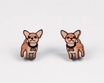 Niedliche Chihuahua Ohrringe Hund Ohrringe Holzohrringe Damen Mädchen Geschenk