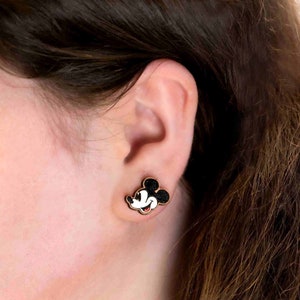 Hand-painted Wooden Steamboat Willie Mickey Mouse Stud Earrings image 3