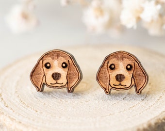 Orecchini in legno fatti a mano Orecchini cane Beagle Orecchini da donna di Robin Valley Studio