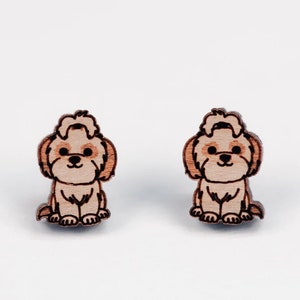 Cute Shih Tzu Earrings Dog Earrings Wooden Earrings Womens Girls Gift