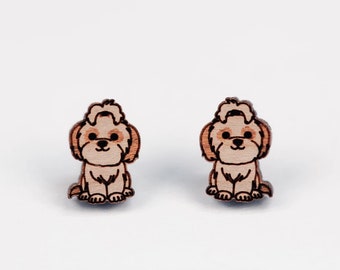 Cute Shih Tzu Earrings Dog Earrings Wooden Earrings Womens Girls Gift